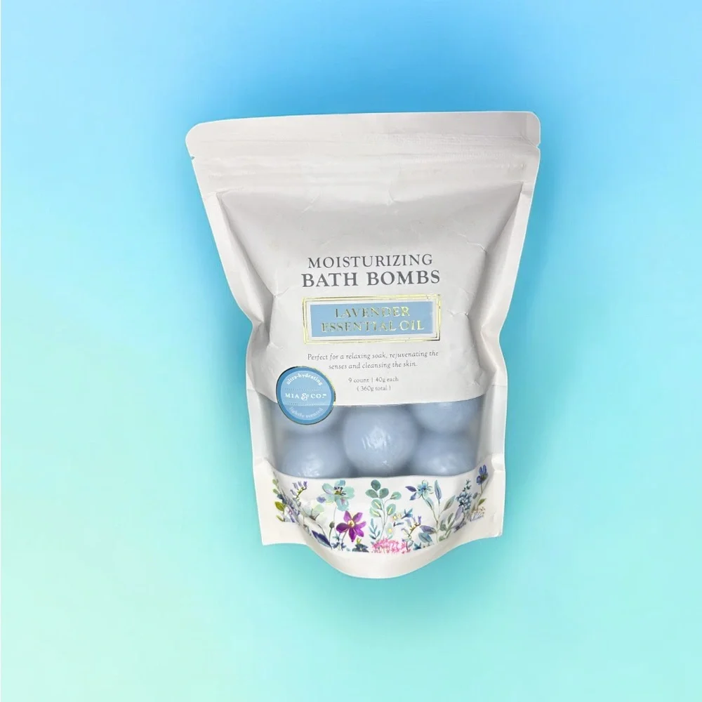 Mia & Co Bath Bomb Set Lavender Essential Oil scent Spa Self Care Gift Idea New